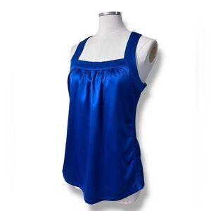CONVERSE Blue Satin Racerback Gathered Front Camisole
